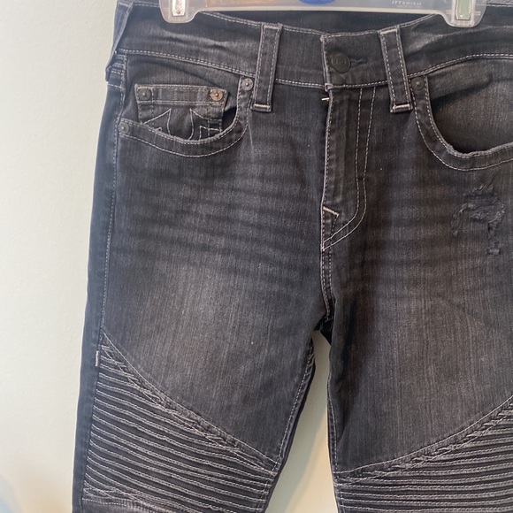 👖👖👖TRUE RELIGION JEANS Size 32 ROCCO MOTO NO FLAP SN new no tag faded black - Picture 3 of 13